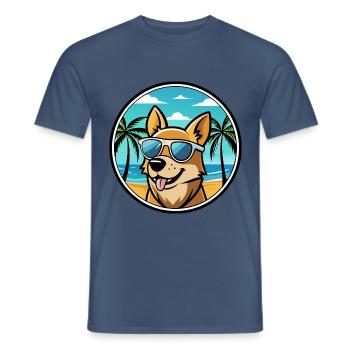 Portugiesische Podengo Hunderasse Cartoon Sonnenbrille - Männer T-Shirt - Dunkles Denimblau - Vorne - AI Model Male 178 light (178cm)