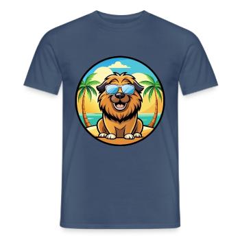 Leonberger Dog Breed Cartoon Sunglasses Beach - Men's T-Shirt - dark denim - Front - AI Model Male 178 light (178cm)
