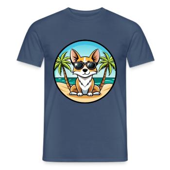 Miniatur Foxterrier Hunderasse Cartoon Sonnenbrille - Männer T-Shirt - Dunkles Denimblau - Vorne - AI Model Male 178 light (178cm)