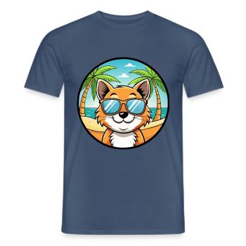 Bambino Katzenrasse Cartoon Sonnenbrille Strand - Männer T-Shirt - Dunkles Denimblau - Vorne - AI Model Male 178 light (178cm)
