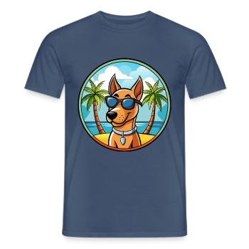 Andalusischer Windhund Rasse Cartoon Sonnenbrille Strand - Männer T-Shirt - Dunkles Denimblau - Vorne - AI Model Male 178 light (178cm)