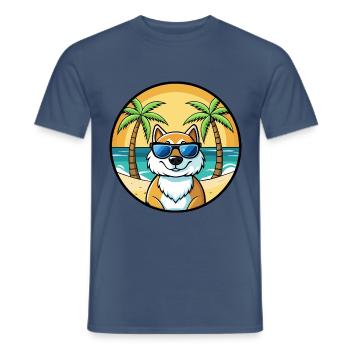 Lunettes de soleil de dessin animé de race de chien du Groenland plage - T-shirt homme - denim foncé - Devant - AI Model Male 178 light (178cm)