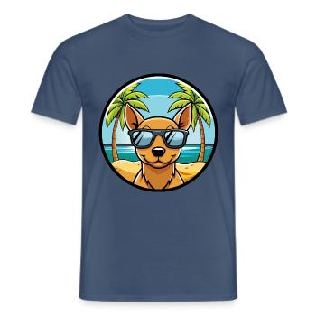 Peruanische haarlose Hunderasse Cartoon Sonnenbrille Strand - Männer T-Shirt - Dunkles Denimblau - Vorne - AI Model Male 178 light (178cm)