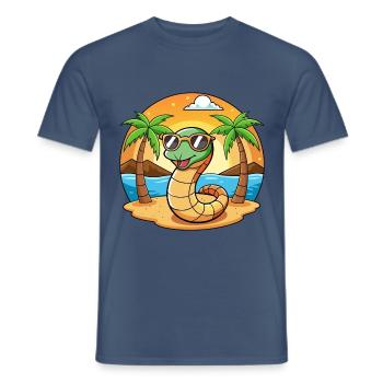 Schlange Lustige Cartoon Sommer Strand Sonnenbrille - Männer T-Shirt - Dunkles Denimblau - Vorne - AI Model Male 178 light (178cm)