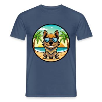 Black Tan Dog Breed Cartoon Sunglasses Beach - Men's T-Shirt - dark denim - Front - AI Model Male 178 light (178cm)