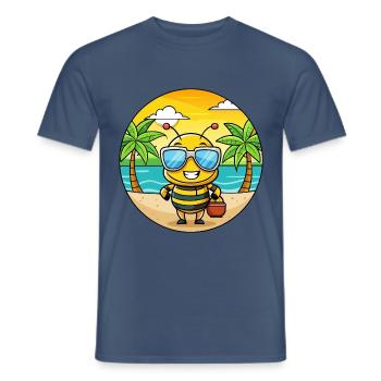 Biene Lustige Cartoon Sommer Strand Sonnenbrille - Männer T-Shirt - Dunkles Denimblau - Vorne - AI Model Male 178 light (178cm)