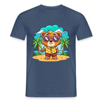 Bär Lustige Cartoon Sommer Strand Sonnenbrille - Männer T-Shirt - Dunkles Denimblau - Vorne - AI Model Male 178 light (178cm)