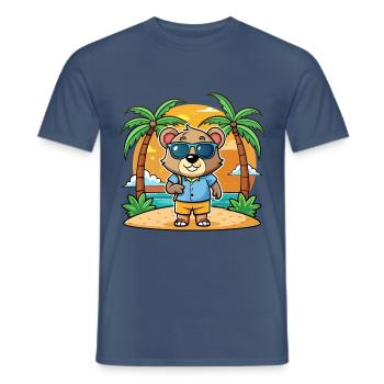 Bär Lustige Cartoon Sommer Strand Sonnenbrille - Männer T-Shirt - Dunkles Denimblau - Vorne - AI Model Male 178 light (178cm)