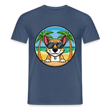 Serbischer dreifarbiger Laufhund Rasse Cartoon Strand - Männer T-Shirt - Dunkles Denimblau - Vorne - AI Model Male 178 light (178cm)