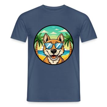 Russischer Jagdhund Rasse Cartoon Sonnenbrille Strand - Männer T-Shirt - Dunkles Denimblau - Vorne - AI Model Male 178 light (178cm)
