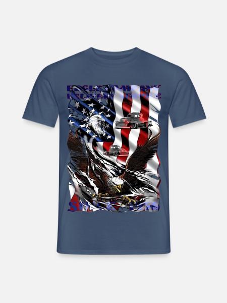 USA Flagge Adler Truck Muster - Männer T-Shirt - Dunkles Denimblau