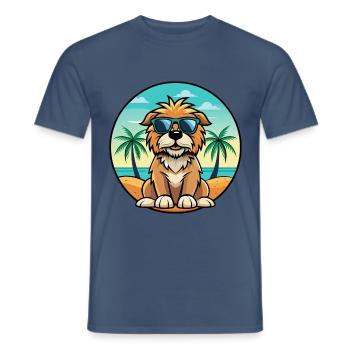 Otterhound Dog Breed Cartoon Sunglasses Beach - Men's T-Shirt - dark denim - Front - AI Model Male 178 light (178cm)