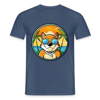 Moscow Watchdog Breed Cartoon Sunglasses Beach - Men's T-Shirt - dark denim - Front - AI Model Male 178 light (178cm)
