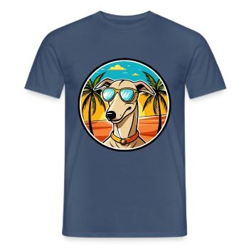 Windhund Hund Rasse Cartoon Sonnenbrille Strand - Männer T-Shirt - Dunkles Denimblau - Vorne - AI Model Male 178 light (178cm)