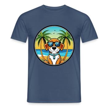 Lunettes de soleil de dessin animé de race de chien de Bretagne française plage - T-shirt homme - denim foncé - Devant - AI Model Male 178 light (178cm)