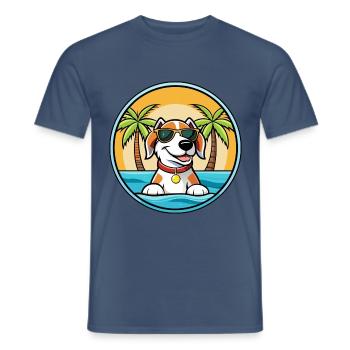 Estnischer Windhund Rasse Cartoon Sonnenbrille Strand - Männer T-Shirt - Dunkles Denimblau - Vorne - AI Model Male 178 light (178cm)