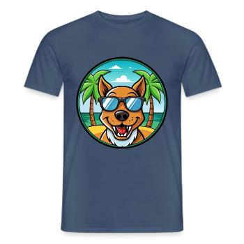 Drever Hunderasse Cartoon Sonnenbrille Strand - Männer T-Shirt - Dunkles Denimblau - Vorne - AI Model Male 178 light (178cm)