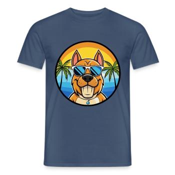 Kanarische Warren Hound Hunderasse Cartoon Sonnenbrille - Männer T-Shirt - Dunkles Denimblau - Vorne - AI Model Male 178 light (178cm)