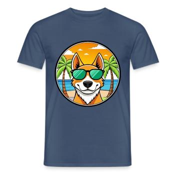 Brittany Dog Breed Cartoon Lunettes de soleil Beach - T-shirt homme - denim foncé - Devant - AI Model Male 178 light (178cm)