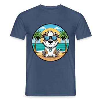 Argentino Chien Race Dessin Animé Lunettes De Soleil Plage - T-shirt homme - denim foncé - Devant - AI Model Male 178 light (178cm)