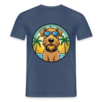 Weich beschichtete Wheaten Terrier Hunderasse Karikatur - Männer T-Shirt - Dunkles Denimblau - Vorne - AI Model Male 178 light (178cm)