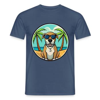 Spanische Dogge Hund Rasse Cartoon Sonnenbrille Strand - Männer T-Shirt - Dunkles Denimblau - Vorne - AI Model Male 178 light (178cm)