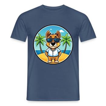 Sporting Lucas Terrier Hunderasse Cartoon Beach - Männer T-Shirt - Dunkles Denimblau - Vorne - AI Model Male 178 light (178cm)