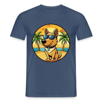 Polnische Jagdhunderasse Cartoon Sonnenbrille Strand - Männer T-Shirt - Dunkles Denimblau - Vorne - AI Model Male 178 light (178cm)