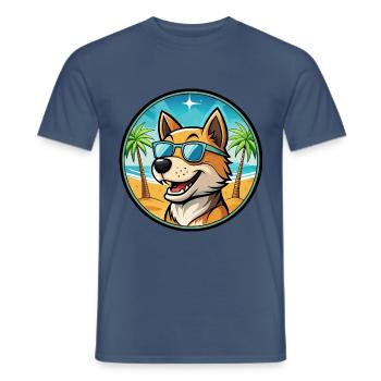 Lucas Terrier Hunderasse Cartoon Sonnenbrille Strand - Männer T-Shirt - Dunkles Denimblau - Vorne - AI Model Male 178 light (178cm)