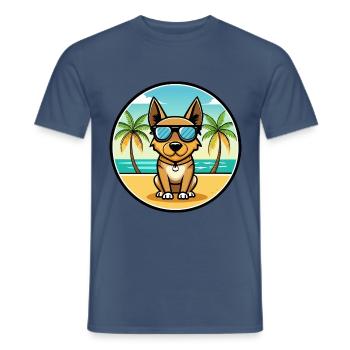 Lancashire Heeler Hunderasse Cartoon Sonnenbrille Strand - Männer T-Shirt - Dunkles Denimblau - Vorne - AI Model Male 178 light (178cm)