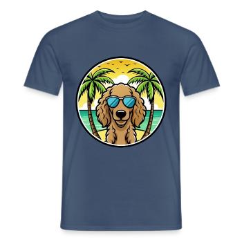 Lockig Beschichtet Retriever Hunderasse Cartoon Strand - Männer T-Shirt - Dunkles Denimblau - Vorne - AI Model Male 178 light (178cm)
