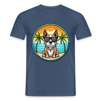 Braque Auvergne Hunderasse Cartoon Sonnenbrille Strand - Männer T-Shirt - Dunkles Denimblau - Vorne - AI Model Male 178 light (178cm)