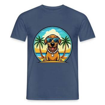 Bayerischer Berghund Hunderasse Cartoon Beach - Männer T-Shirt - Dunkles Denimblau - Vorne - AI Model Male 178 light (178cm)