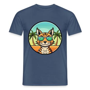 Ocicat Breed Cartoon Sonnenbrille Strand - Männer T-Shirt - Dunkles Denimblau - Vorne - AI Model Male 178 light (178cm)