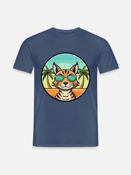 Ocicat Breed Cartoon Sunglasses Beach - Men's T-Shirt - dark denim