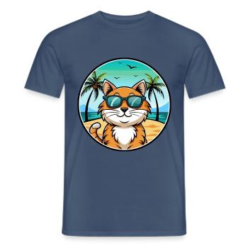 California Spangled Cat Breed Cartoon Sunglasses - Men's T-Shirt - dark denim - Front - AI Model Male 178 light (178cm)