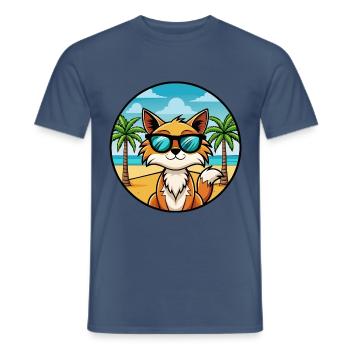 Somali Katzenrasse Cartoon Sonnenbrille Strand - Männer T-Shirt - Dunkles Denimblau - Vorne - AI Model Male 178 light (178cm)