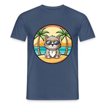Laperm Cat Breed Cartoon Lunettes de soleil Beach - T-shirt homme - denim foncé - Devant - AI Model Male 178 light (178cm)