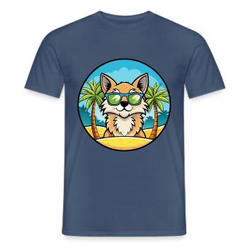 Lunettes de soleil de dessin animé de race de chat à poil long allemand plage - T-shirt homme - denim foncé - Devant - AI Model Male 178 light (178cm)
