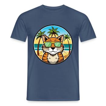 California Spangled Cat Breed Cartoon Sunglasses - Men's T-Shirt - dark denim - Front - AI Model Male 178 light (178cm)
