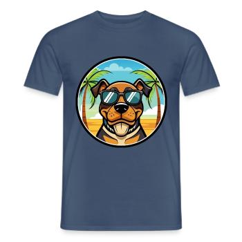 Lunettes de soleil Rottweiler Dog Cartoon Summer Beach - T-shirt homme - denim foncé - Devant - AI Model Male 178 light (178cm)