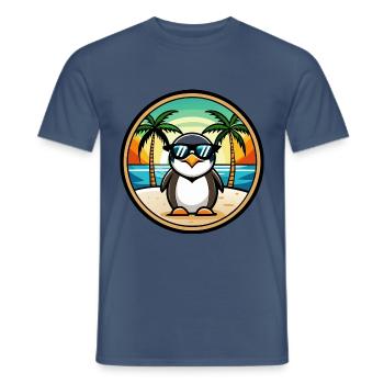Pinguin Lustige Cartoon Sommer Strand Sonnenbrille Cool - Männer T-Shirt - Dunkles Denimblau - Vorne - AI Model Male 178 light (178cm)