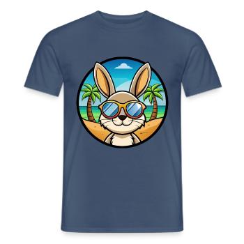 Kaninchen Lustige Cartoon Sommer Strand Sonnenbrille Cool - Männer T-Shirt - Dunkles Denimblau - Vorne - AI Model Male 178 light (178cm)