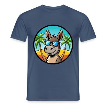Esel Lustige Cartoon Sommer Strand Sonnenbrille Cool - Männer T-Shirt - Dunkles Denimblau - Vorne - AI Model Male 178 light (178cm)