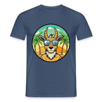 Antelope Funny Cartoon Summer Beach Sunglasses - Men's T-Shirt - dark denim - Front - AI Model Male 178 light (178cm)