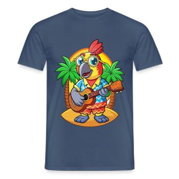 Drôle de perroquet d’été plage lunettes de soleil hawaïenne - T-shirt homme - denim foncé - Devant - AI Model Male 178 light (178cm)