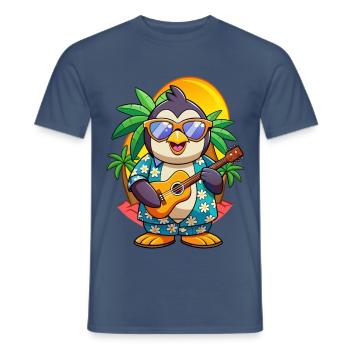 Lustige Pinguin Sommer Strand Sonnenbrille Hawaiianisch - Männer T-Shirt - Dunkles Denimblau - Vorne - AI Model Male 178 light (178cm)
