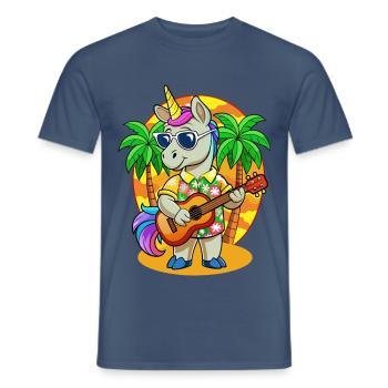 Lustige Einhorn Cartoon Sommer Strand Sonnenbrille - Männer T-Shirt - Dunkles Denimblau - Vorne - AI Model Male 178 light (178cm)