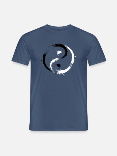 Yin Yang Kreise Symbol Buerste Schwarz Weiss - Männer T-Shirt - Dunkles Denimblau