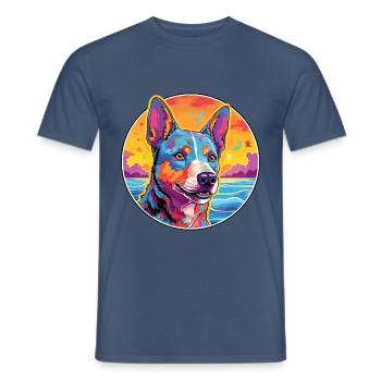 Australischer Viehhund Rasse buntes Karikaturwasser - Männer T-Shirt - Dunkles Denimblau - Vorne - AI Model Male 178 light (178cm)